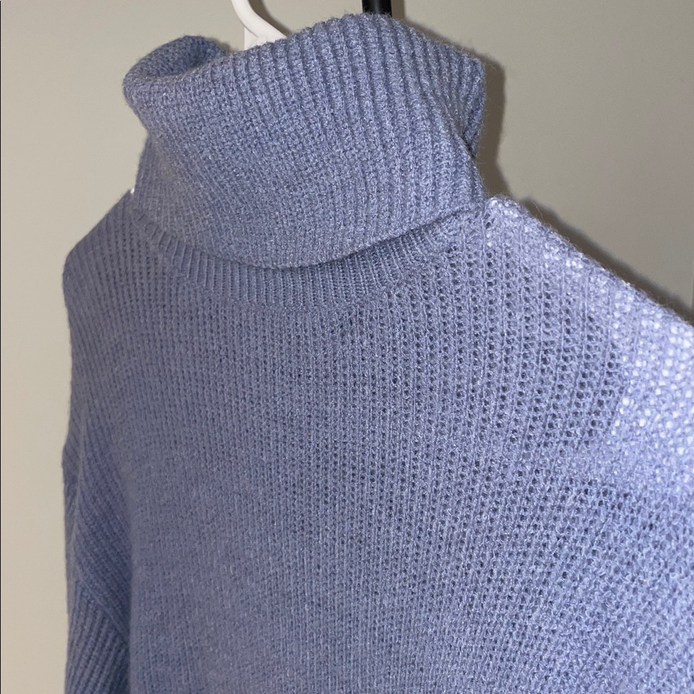 Women's Blue Turtleneck Sweater Dress - Picture 5 of 5